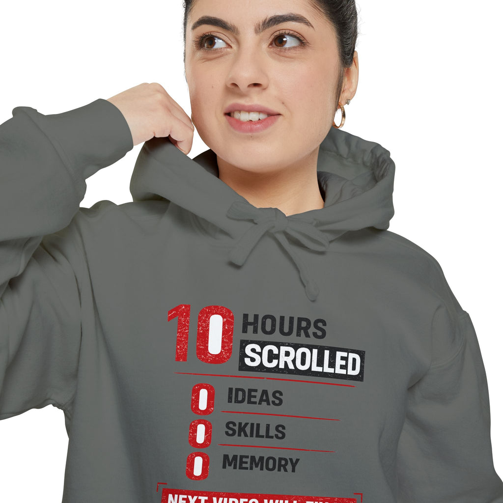 10 Hours Scrolled Garment-Dyed Hoodie