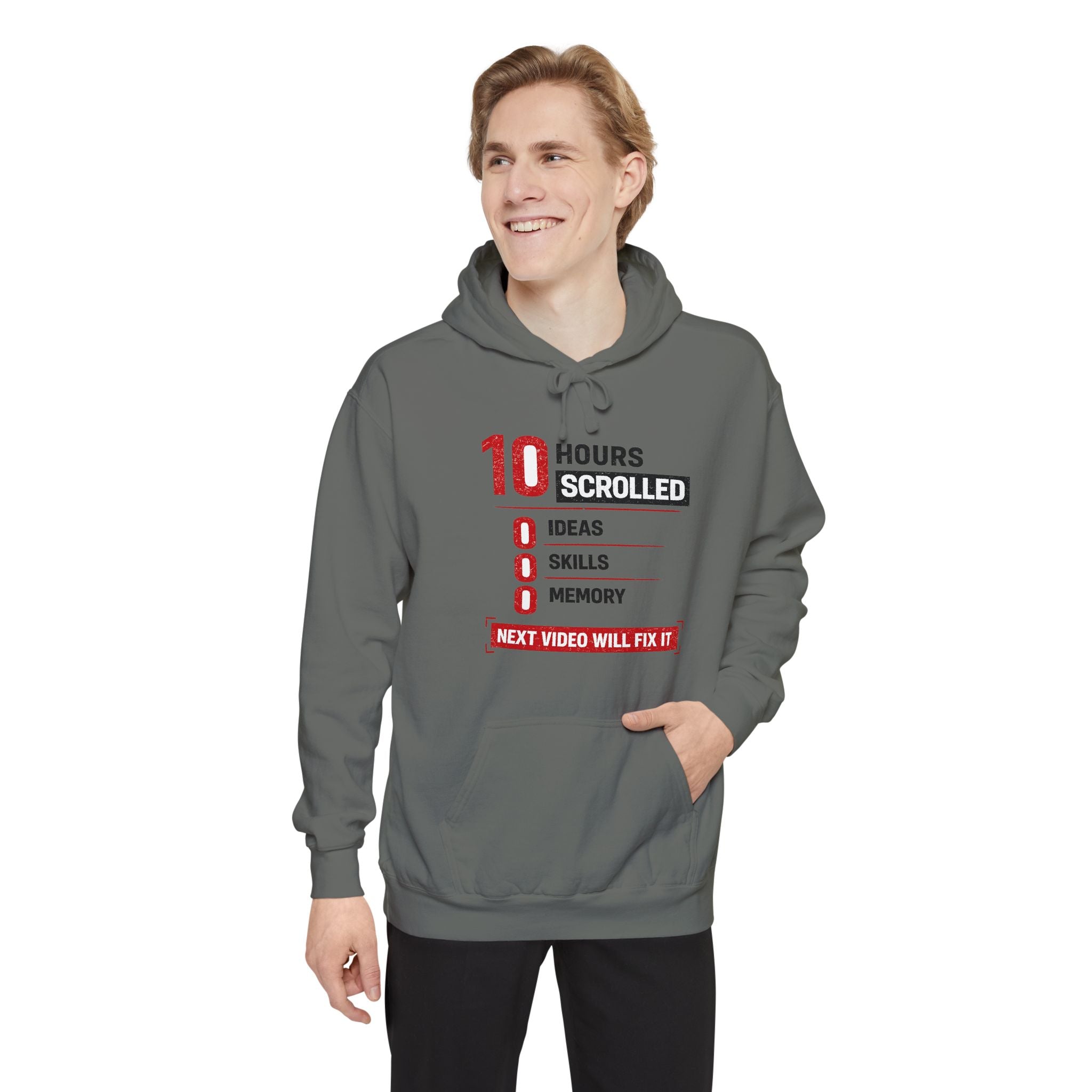 10 Hours Scrolled Garment-Dyed Hoodie